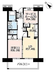 UR都市機構コンフォール鶴瀬1号棟 1LDKの間取図画像
