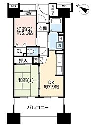 UR都市機構コンフォール霞ケ丘25号棟 2DKの間取図画像