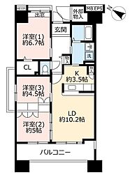 UR都市機構コンフォール霞ケ丘25号棟 3LDKの間取図画像