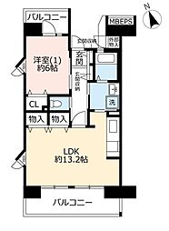 UR都市機構コンフォール鶴瀬6号棟 1LDKの間取図画像