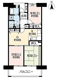 UR都市機構アルビス鶴瀬2号棟 3DKの間取図画像