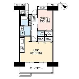 UR都市機構コンフォール鶴瀬2号棟 1LDKの間取図画像