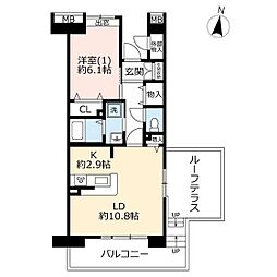 UR都市機構コンフォール上野台2号棟 1LDKの間取図画像