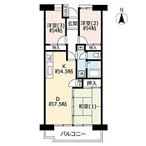 UR入間駅前プラザ 0012-0502 ｜ 埼玉県入間市向陽台1丁目（賃貸マンション3DK・5階・61.98㎡） その2