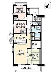UR都市機構プラザシティ新所沢けやき通り15号棟 3LDKの間取図画像