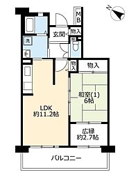 UR都市機構プラザシティ新所沢けやき通り12号棟 1LDKの間取図画像
