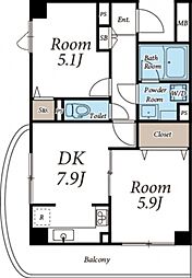 萩原ビル 2DKの間取図画像