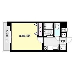 ラフィネ荒江 1Kの間取図画像