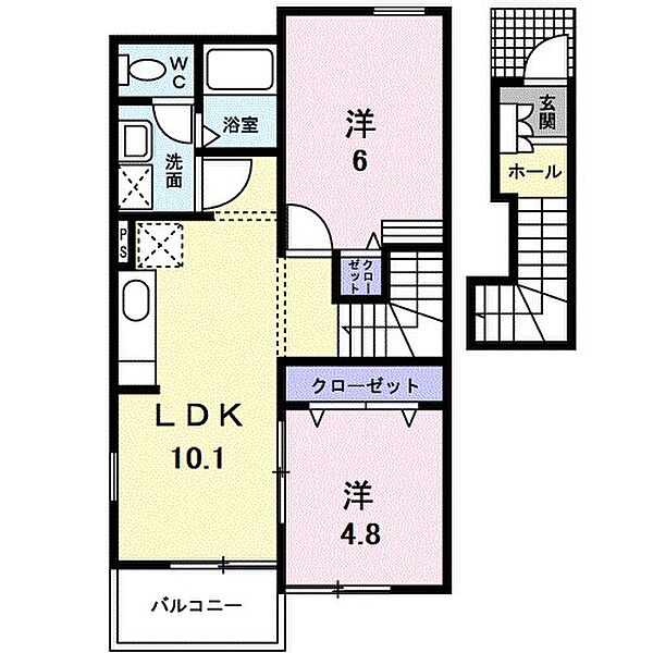 ビサイドstII　A 202｜福岡県久留米市田主丸町田主丸(賃貸アパート2LDK・2階・50.27㎡)の写真 その2