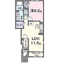 セイル　イン　吉井 1階1LDKの間取り