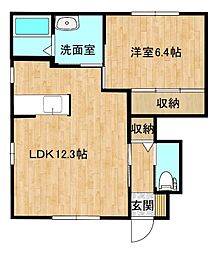 グランディール壱番館 1階2LDKの間取り
