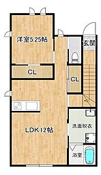 クロノスライハ 2階1LDKの間取り