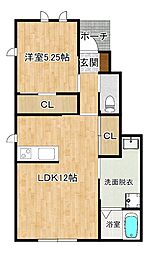 クロノスライハ 1階1LDKの間取り