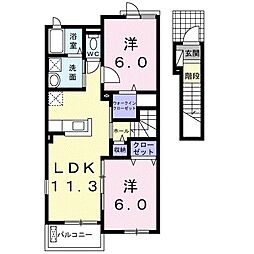 ストロベリーフィルズB 2LDKの間取図画像