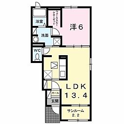 ネルソン四番館 1LDKの間取図画像
