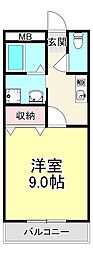 サンパーク朝倉 1Kの間取図画像
