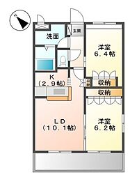 ウインザーキャッスル夜須3番館 2LDKの間取図画像