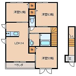 メゾンドアンリミールA 3LDKの間取図画像
