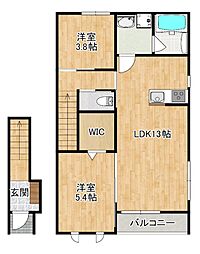メゾンドベルエ A棟 2LDKの間取図画像