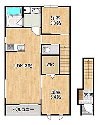 メゾンドベルエ B棟 2LDKの間取図画像