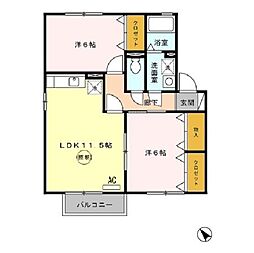 パストラル・アルカディアB 2LDKの間取図画像