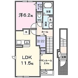 クルーレ.ケイ 1LDKの間取図画像