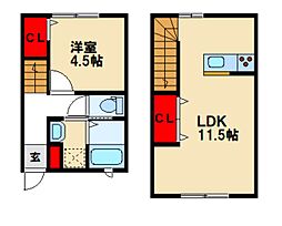 CREDO基山III 2階1LDKの間取り