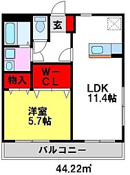 今泉郷TOWN 3階1LDKの間取り