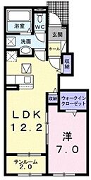 Revasa-S 1階1LDKの間取り
