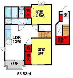レジデンスITO 2階2LDKの間取り