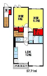 ガーデンコンフォート2 2LDKの間取図画像