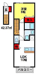 カームミナミ3 1LDKの間取図画像