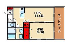 Ladder基山 1LDKの間取図画像