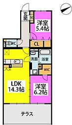 ステラガーデン 2LDKの間取図画像