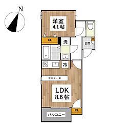 ADC鳥栖アールエル 1LDKの間取図画像