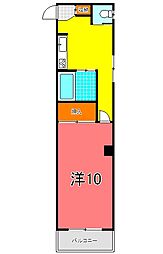 ノーブルハイム魚住 3階1Kの間取り