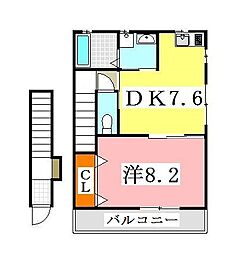 Kコーポ立石 1DKの間取図画像
