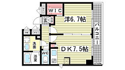ソレイユ摩耶 1DKの間取図画像