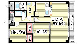 メゾン神和C棟 1SLDKの間取図画像