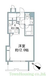 JR山手線 目黒駅 徒歩10分の賃貸マンション 11階ワンルームの間取り