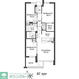 都営浅草線 西馬込駅 徒歩11分の賃貸マンション 1階3LDKの間取り