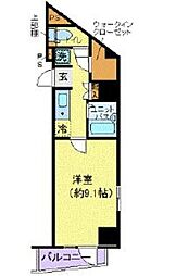 東京メトロ日比谷線 広尾駅 徒歩13分の賃貸マンション 6階1Kの間取り