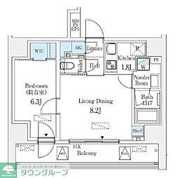 フィシオ飯田橋 4階1LDKの間取り