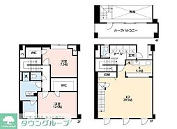 レセーヌ白金長者丸 3階2LDKの間取り