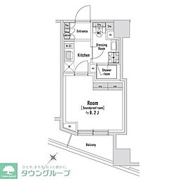 TRACK八丁堀 8階1Kの間取り