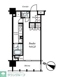 イクサージュ目黒 4階1Kの間取り
