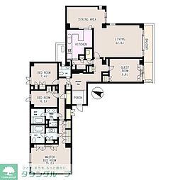 西原パーク・マンション 4階4LDKの間取り