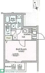 アイルプレミアム西新宿 2階1Kの間取り