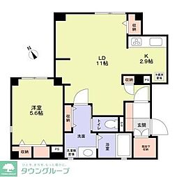 飯田橋ハウス 1階1LDKの間取り