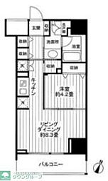 クロスレジデンス白金高輪 3階1LDKの間取り